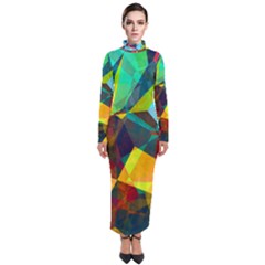 Color Abstract Polygon Background Turtleneck Maxi Dress by HermanTelo