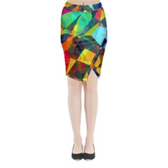 Color Abstract Polygon Background Midi Wrap Pencil Skirt by HermanTelo