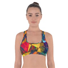 Color Abstract Polygon Background Cross Back Sports Bra by HermanTelo