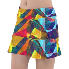 Color Abstract Polygon Background Tennis Skirt