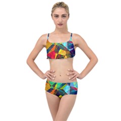 Color Abstract Polygon Background Layered Top Bikini Set by HermanTelo