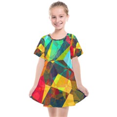 Color Abstract Polygon Background Kids  Smock Dress by HermanTelo