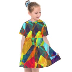 Color Abstract Polygon Background Kids  Sailor Dress by HermanTelo