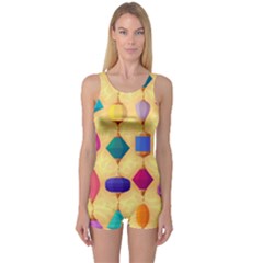 Colorful Background Stones Jewels One Piece Boyleg Swimsuit