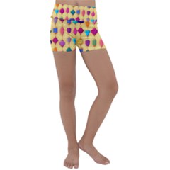 Colorful Background Stones Jewels Kids  Lightweight Velour Yoga Shorts by HermanTelo