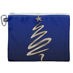 Christmas Tree Grey Blue Canvas Cosmetic Bag (xxl)