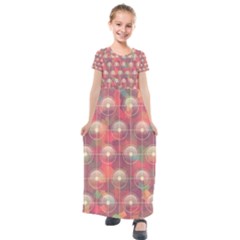 Colorful Background Abstract Kids  Short Sleeve Maxi Dress by HermanTelo