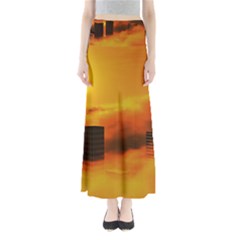 City Sun Clouds Smog Sky Yellow Full Length Maxi Skirt