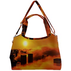 City Sun Clouds Smog Sky Yellow Double Compartment Shoulder Bag