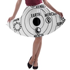 Earth Geocentric Jupiter Mars A-line Skater Skirt by HermanTelo