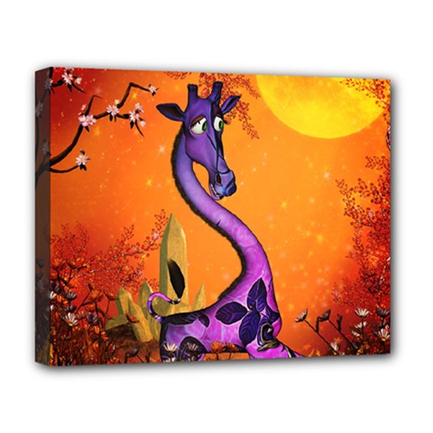 Funny Giraffe In The Night Deluxe Canvas 20  X 16  (stretched) by FantasyWorld7