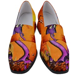 Funny Giraffe In The Night Women s Chunky Heel Loafers by FantasyWorld7