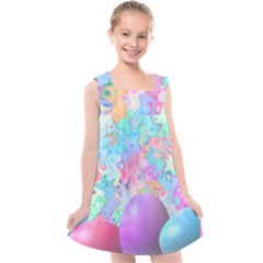 Eggs Happy Easter Rainbow Kids  Cross Back Dress by HermanTelo