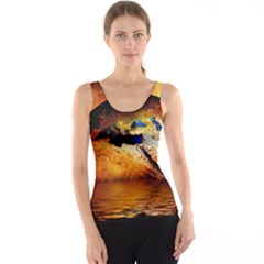 Earth Globe Water Fire Flame Tank Top by HermanTelo