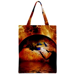 Earth Globe Water Fire Flame Zipper Classic Tote Bag by HermanTelo
