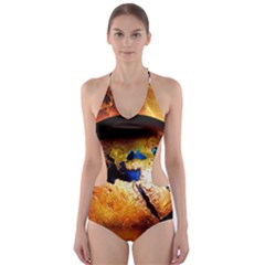 Earth Globe Water Fire Flame Cut-out One Piece Swimsuit by HermanTelo