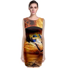 Earth Globe Water Fire Flame Classic Sleeveless Midi Dress by HermanTelo