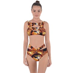 Earth Globe Water Fire Flame Bandaged Up Bikini Set 