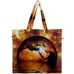 Earth Globe Water Fire Flame Canvas Travel Bag by HermanTelo