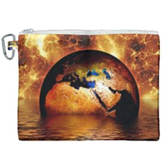 Earth Globe Water Fire Flame Canvas Cosmetic Bag (xxl) by HermanTelo