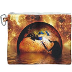 Earth Globe Water Fire Flame Canvas Cosmetic Bag (xxxl)