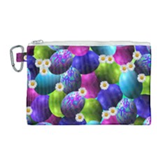 Eggs Happy Easter Canvas Cosmetic Bag (large)