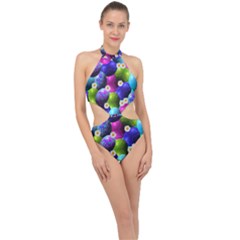 Eggs Happy Easter Halter Side Cut Swimsuit