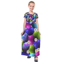 Eggs Happy Easter Kids  Short Sleeve Maxi Dress