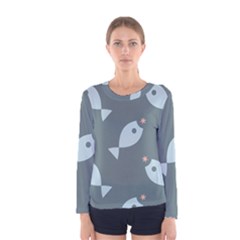 Fish Star Water Pattern Women s Long Sleeve Tee