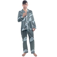 Fish Star Water Pattern Men s Satin Pajamas Long Pants Set