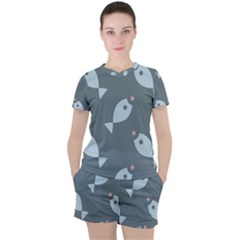 Fish Star Water Pattern Women s Tee And Shorts Set