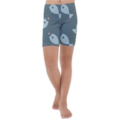 Fish Star Water Pattern Kids  Lightweight Velour Capri Yoga Leggings by HermanTelo