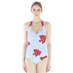 Fish Red Sea Water Swimming Halter Swimsuit by HermanTelo