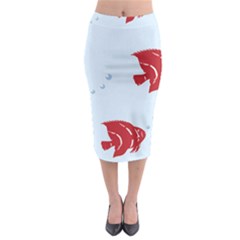 Fish Red Sea Water Swimming Midi Pencil Skirt