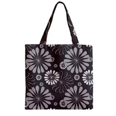 Floral Pattern Zipper Grocery Tote Bag