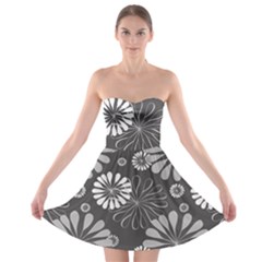 Floral Pattern Strapless Bra Top Dress
