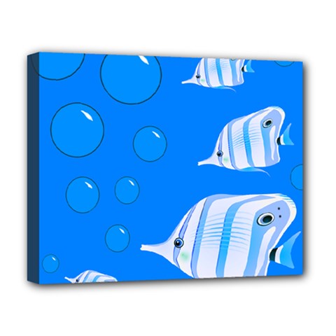Fish School Bubbles Underwater Sea Deluxe Canvas 20  X 16  (stretched) by HermanTelo