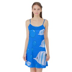 Fish School Bubbles Underwater Sea Satin Night Slip