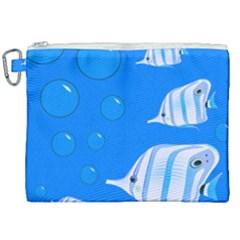 Fish School Bubbles Underwater Sea Canvas Cosmetic Bag (xxl)