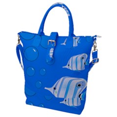 Fish School Bubbles Underwater Sea Buckle Top Tote Bag by HermanTelo