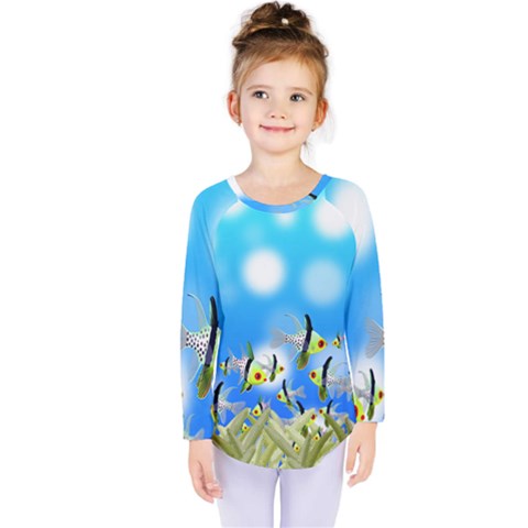 Fish Underwater Sea World Kids  Long Sleeve Tee by HermanTelo