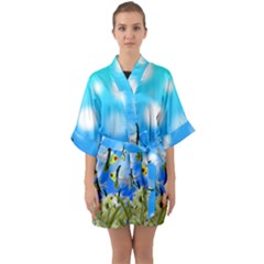 Fish Underwater Sea World Quarter Sleeve Kimono Robe