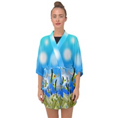 Fish Underwater Sea World Half Sleeve Chiffon Kimono by HermanTelo