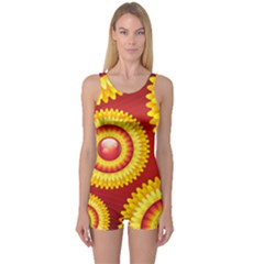 Floral Abstract Background Texture One Piece Boyleg Swimsuit