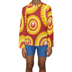 Floral Abstract Background Texture Kids  Long Sleeve Swimwear