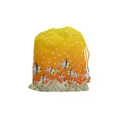 Fish Snow Coral Fairy Tale Drawstring Pouch (medium)