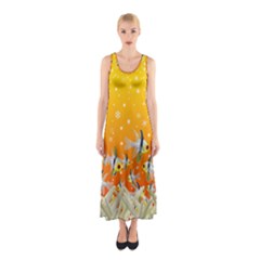Fish Snow Coral Fairy Tale Sleeveless Maxi Dress