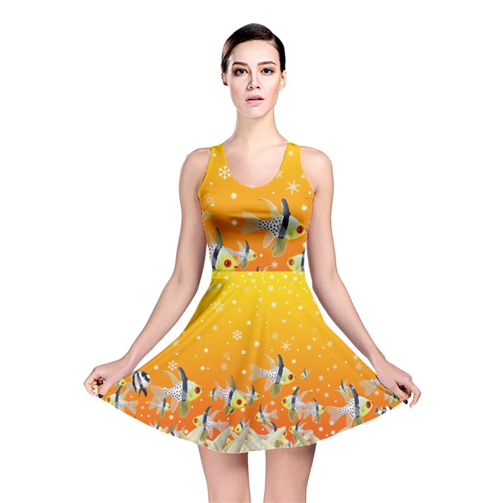 Fish Snow Coral Fairy Tale Reversible Skater Dress