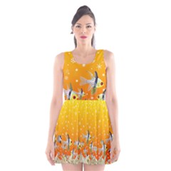 Fish Snow Coral Fairy Tale Scoop Neck Skater Dress