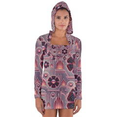 Floral Flower Stylised Long Sleeve Hooded T-shirt by HermanTelo